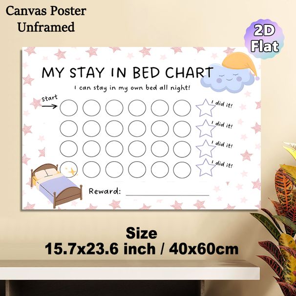Stay In Bed Reward Chart Painting Poster, Cute Cartoon Sleep-themed Poster, Helps Encourage Staying In Bed All Night, Ideal For Bedroom_maomaolike.com