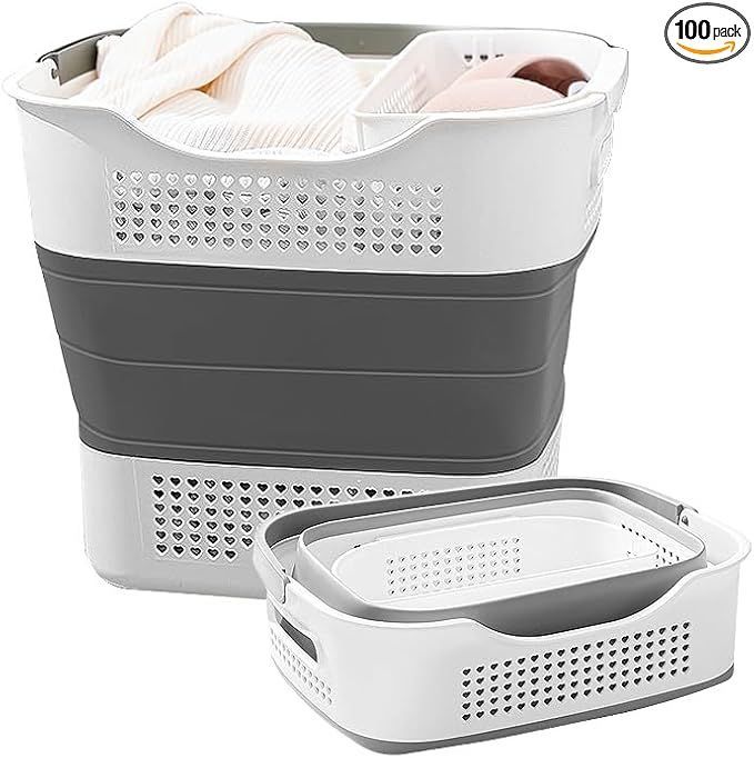 Foldable Laundry Basket, Space Saving, With Small Basket And Handle, Suitable For Clothes In Dormitories And Homes, Laundry Room Organization And Storage_maomaolike.com