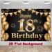 18th Birthday Party Backdrop - 2D Flat Polyester Banner With Golden Black Balloons, Confetti, Photo Booth Props, Party Decor_maomaolike.com