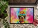 Dachshund Hippie Dawg Doormat Front Door Mat Indoor Outdoor Rugs For Entryway, Non Slip Washable Low Pile, 24H X 36W_maomaolike.com