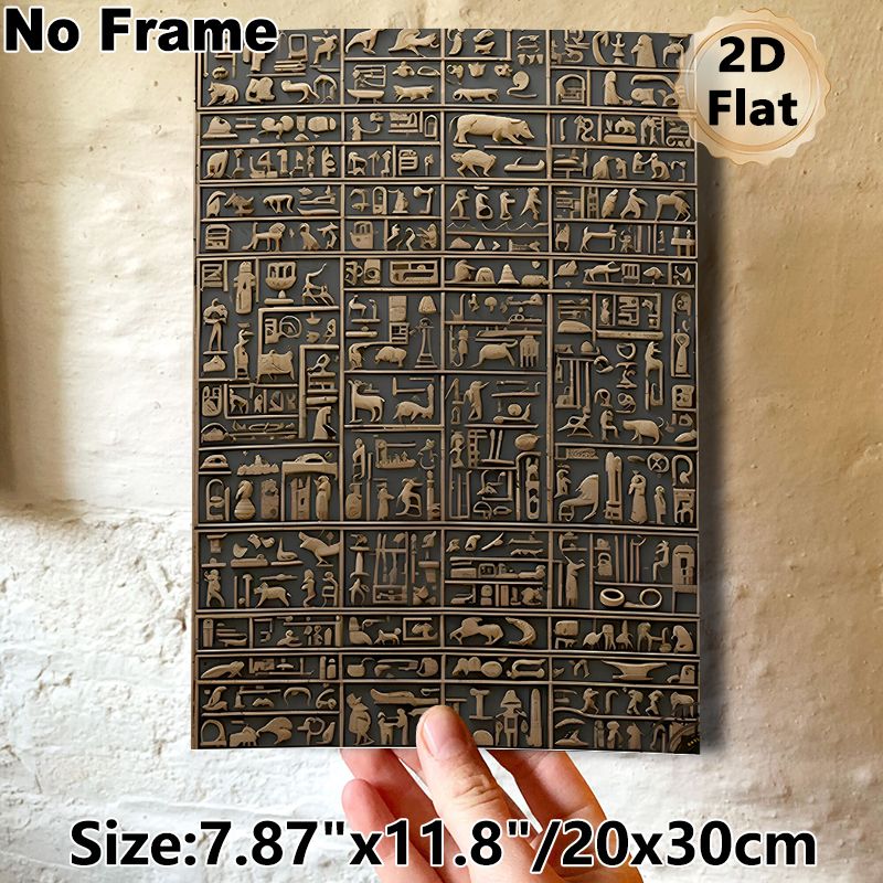 Egyptian Hieroglyphs Painting Poster, Vintage Intricate Carved-style Poster, Authentic Ancient Egyptian Script Design, Ideal For Home Study And Living_maomaolike.com