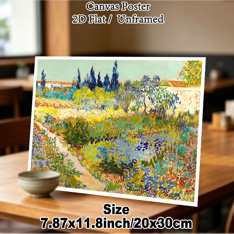 Garden Landscape Painting Poster, Vibrant Impressionist Lush Floral Garden With Winding Path Poster, Rich Color Palette Ideal For Living Room, Bedroom_maomaolike.com