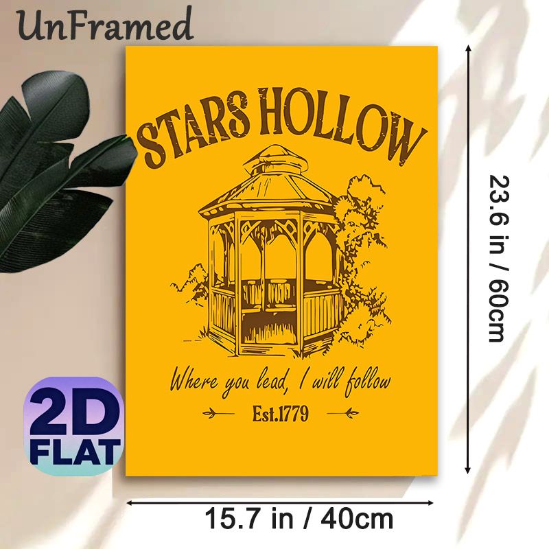 Stars Hollow Gazebo Painting Poster, Vintage Retro Style Gazebo & Quote Poster, Warm Nostalgic Wall Decor Ideal For Living Room, Bedroom_maomaolike.com