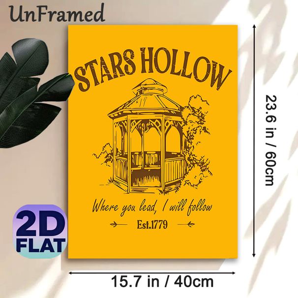 Stars Hollow Gazebo Painting Poster, Vintage Retro Style Gazebo & Quote Poster, Warm Nostalgic Wall Decor Ideal For Living Room, Bedroom_maomaolike.com