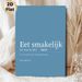 Dutch "Eet Smakelijk" Culinary Quote Painting Poster, Clean Minimalist Blue & White Typographic Poster, Warm Dining Decor Idea For Kitchen And Dining_maomaolike.com