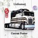 Heavy-duty Truck Painting Poster, Sleek Stylized Black-White-Gold Detailed Truck Art Poster, Eye-catching Vehicle Wall Decor Suitable For Garage, Man_maomaolike.com