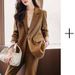 Women's Clothing Red simple fashion suit suit women's suit jacket high waist straight fashion_maomaolike.com