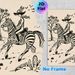 Western Cowboy Riding Zebra Painting Poster, Monochrome Linocut-style Wild Desert Scene Poster, Rustic Wild West Inspired Decor Ideal For Living Room_maomaolike.com