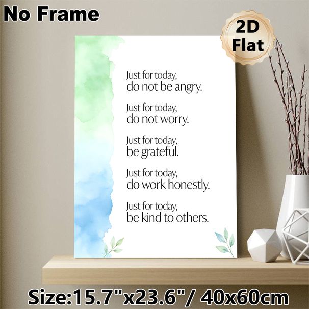 Inspirational Daily Mantra Painting Poster, Soft Watercolor Green & Blue Accent Poster, Uplifting Positive Affirmations To Cultivate Peaceful Mood_maomaolike.com