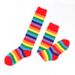 Unisex Colorful striped knee-high socks Women's cotton socks Men's mid-tube socks Holiday party rainbow calf socks_maomaolike.com