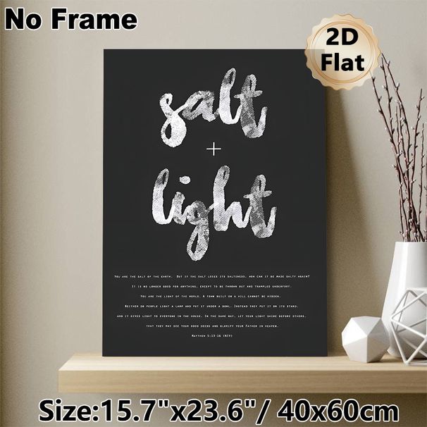Bible Verse "Salt + Light" Painting Poster, Minimalist Monochrome Typographic Poster, Inspirational Religious Scripture Art, Ideal For Home, Office Or_maomaolike.com