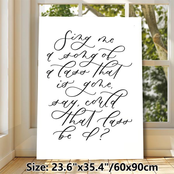 Folk Lyric Quote Painting Poster, Elegant Black Flourished Calligraphic Script Poster, Poetic Quote Art Adds Serene Artistic Ambiance For Bedroom_maomaolike.com