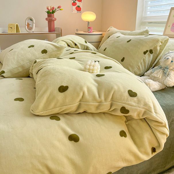 Winter Milk Velvet Bedding Thickened Coral Fleece Duvet Cover Sheet Single Student Dormitory Three-Piece Set Bed Skirt_maomaolike.com