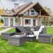 Patio Furniture, Outdoor Furniture, Seasonal PE Wicker Furniture,5 Set Wicker Furniture With Plywood Coffee Table,with Lift TOP Coffee Table,with Lounger Sofa_maomaolike.com