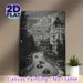 Formula 1 Racing Themed Painting Poster, Vintage Monochrome Urban Race Track Scene Poster, Dynamic Racing Action Display Ideal For Man Cave, Living_maomaolike.com
