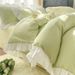 Wholesale INS Korean Mixed Color Skin-Friendly Soft Brushed Princess Style Ruched Ruffle Trim Four-Piece Set_maomaolike.com