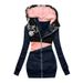 Women's Clothing women's sweatshirt zipper color matching print hooded long sleeved jacket_maomaolike.com