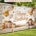 Happy Birthday Party Banner - 2D Flat Polyester Backdrop With Golden Balloons, Wall Hanging Photo Props, Party Decor_maomaolike.com