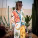 Women's Clothing fashion personality printed linen color matching holiday leisure tether suit_maomaolike.com