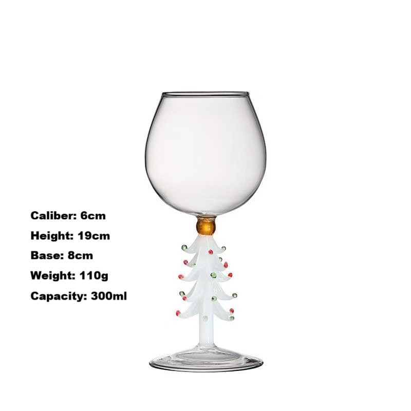 Korean Ins Style Christmas Wine Glass, Colored Glass, Christmas Tree Decoration, High Footed Glass, Red Wine Beverage Glass, Champagne Glass_maomaolike.com