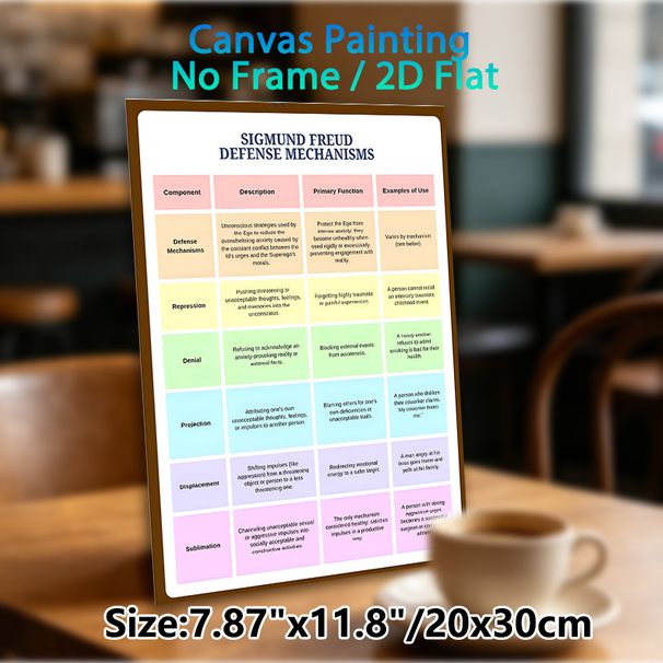 Sigmund Freud Defense Mechanisms Psychology Educational Painting Poster, Clear Organized Infographic Style Poster, Informative Psychology Learning_maomaolike.com