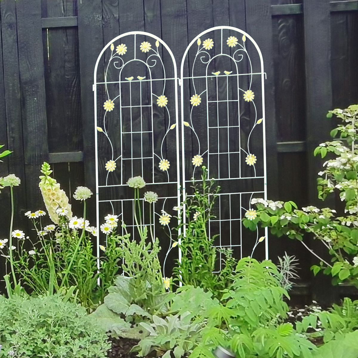2 Pack Metal Garden Trellis 71" X 19.7" Rustproof Trellis For Climbing Plants Outdoor Flower Support Cream White_maomaolike.com