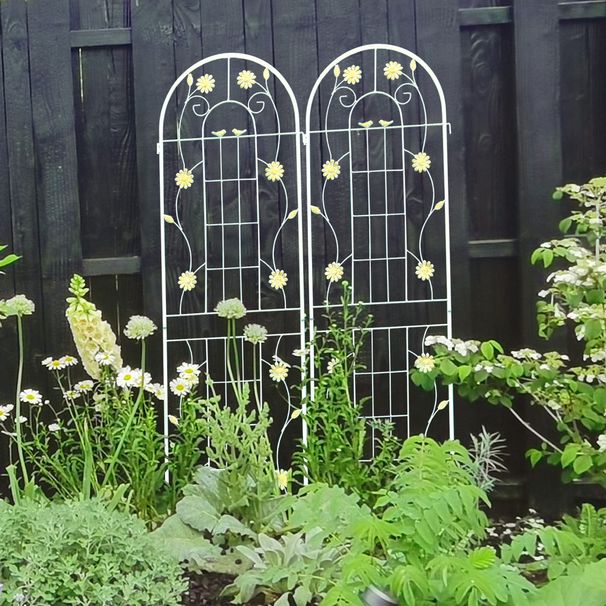 2 Pack Metal Garden Trellis 71" X 19.7" Rustproof Trellis For Climbing Plants Outdoor Flower Support Cream White_maomaolike.com