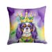 Cavalier Spaniel King Of Mardi Gras Throw Pillow Machine Washable, Indoor Outdoor Decorative Pillow For Couch, Bed Or Patio, 14Hx14W_maomaolike.com