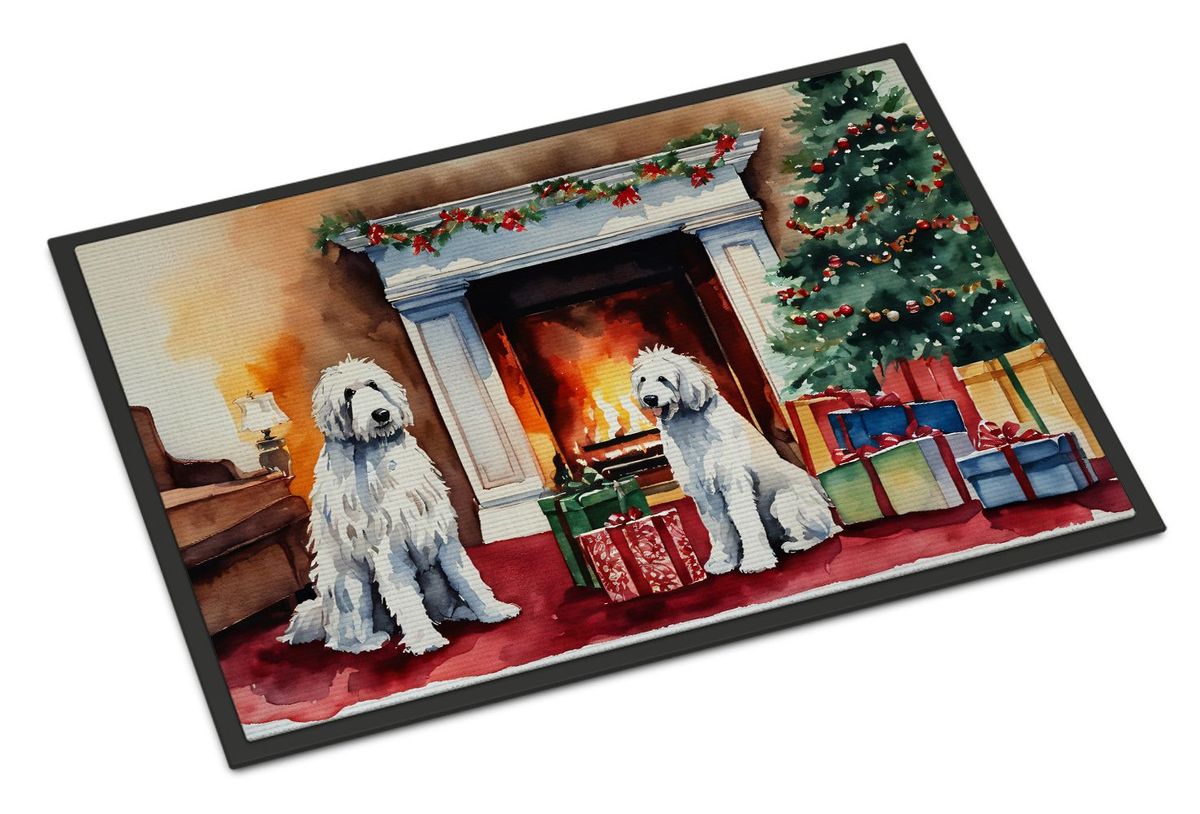 Komondor Cozy Christmas Doormat Front Door Mat Indoor Outdoor Rugs For Entryway, Non Slip Washable Low Pile, 24H X 36W_maomaolike.com