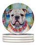 English Bulldog Luau Large Sandstone Coasters Pack Of 4 Absorbent Round Coasters Decor Gifts For Men Or Women, 4 In, Multicolor_maomaolike.com