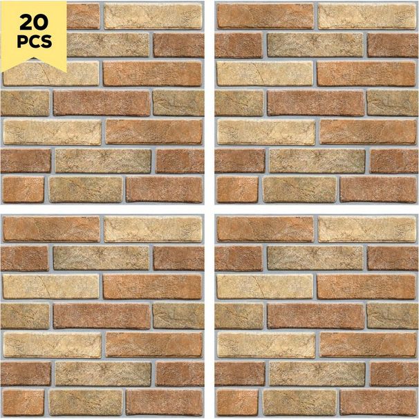 20pcs Self-adhesive Wall Tile Stickers, Light Brown And Dark Brown, Bathroom Wall Decoration Wallpaper, Kitchen DIY Peeling Tile Stickers, 30x30 Cm_maomaolike.com