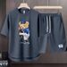 Men's Clothing 2024 Waffle Casual Summer Suit Men's Loose Teen Short sleeved T shirt Shorts Handsome Two piece Suit_maomaolike.com