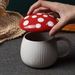 Red Mushroom Cup With Lid Mug Ceramic Creative Coffee Cup Drinking Water Ceramic Tea Cup Kitchen Supplies, Tableware Accessories_maomaolike.com