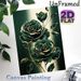 Emerald Rose Painting Poster, Elegant Gold-outlined Floral Poster, Sophisticated Dark Green Roses With Delicate Golden Trim, Stylish Wall Decor For_maomaolike.com