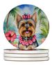 Yorkshire Terrier Luau Large Sandstone Coasters Pack Of 4 Absorbent Round Coasters Decor Gifts For Men Or Women, 4 In, Multicolor_maomaolike.com