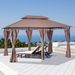 Gazebo 10x13 Khaki With Curtains Vented Roof And Steel Frame For Outdoor Use_maomaolike.com