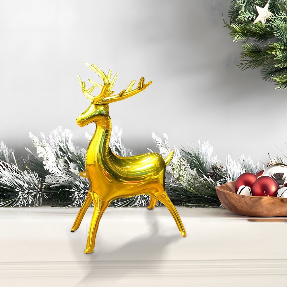 Golden Reindeer Aluminum Foil Balloon 81*50cm Christmas Party Decoration Fo 12pcs_maomaolike.com