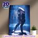 Pop Dance Icon Painting Poster, Moody Blue-toned Dynamic Dance Pose Poster, Captures Iconic Stage Vibe, Ideal For Living Room And Music Studio_maomaolike.com
