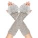 Men's Gloves Diamond shaped long fur gloves for women with sleeves, knitted warm fingerless arm sleeves, autumn and winter wool long gloves_maomaolike.com