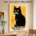 Black Cat Jazz Club Painting Poster, Warm-toned Retro Style Poster, Artistic Design With Black Cat & Musical Notes, Ideal For Home, Music Room And_maomaolike.com