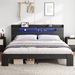 Bed Frame King Size, Wood Platform Bed Frame With Storage LED Light Headboard And 2 USB , Noise Free,No Box Spring Needed And Easy Assembly Tool,Large Under Bed Storage,Black_maomaolike.com