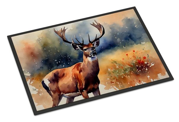 Deer Doormat Front Door Mat Indoor Outdoor Rugs For Entryway, Non Slip Washable Low Pile, 24H X 36W_maomaolike.com