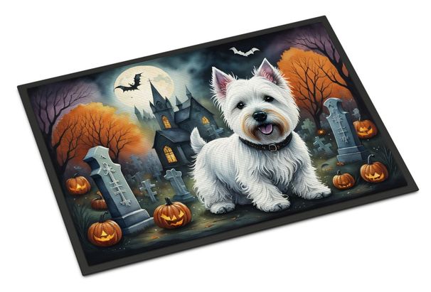 Westie Spooky Halloween Doormat Front Door Mat Indoor Outdoor Rugs For Entryway, Non Slip Washable Low Pile, 24H X 36W_maomaolike.com
