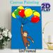 Monkey & Balloons Themed Painting Poster, Vibrant Cartoon Style Poster, Cheerful Brown Monkey Holding Colorful Balloons, Lively Decorative Piece For_maomaolike.com