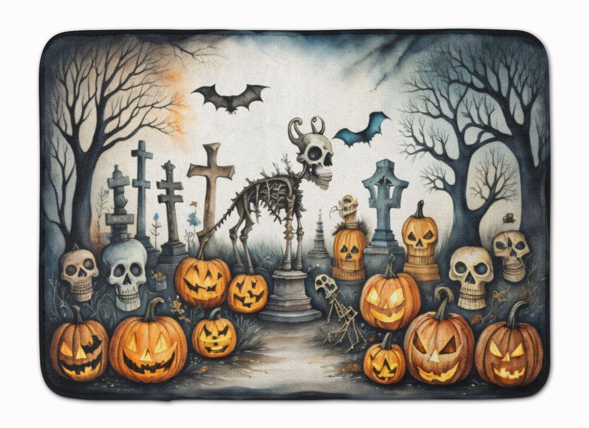 Pet Cemetery Spooky Halloween Memory Foam Kitchen Mat Machine Washable Anti-Fatigue Mat Cushion Comfort Bath Mat Or Kitchen Rug_maomaolike.com