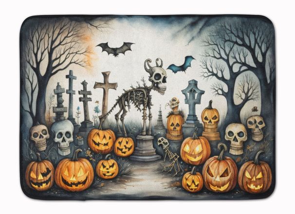 Pet Cemetery Spooky Halloween Memory Foam Kitchen Mat Machine Washable Anti-Fatigue Mat Cushion Comfort Bath Mat Or Kitchen Rug_maomaolike.com