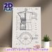 Moka Pot Blueprint Painting Poster, Vintage Technical Detailed Cross-section Moka Pot Illustration Poster, Brings Industrial-style Charm, Suitable For_maomaolike.com