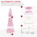 7.5' Tall Unlit Snow Flocked Artificial Christmas Tree Slim Pencil Xmas Tree With Pine Shape And Realistic Branches, Pink_maomaolike.com