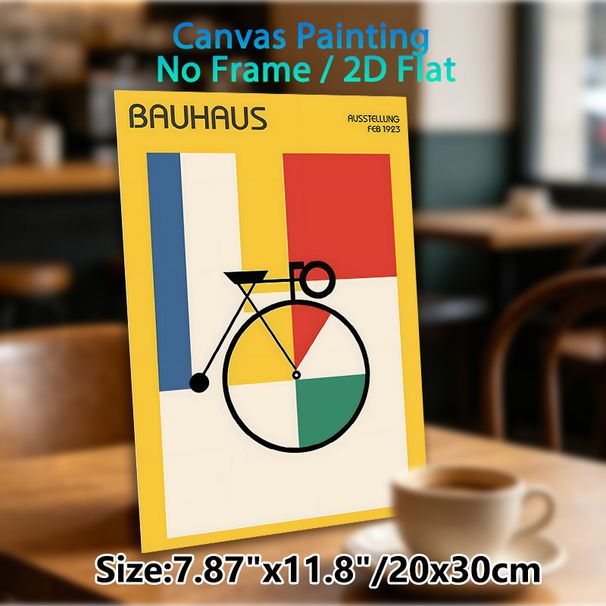 Bauhaus Style Abstract Bicycle Painting Poster, Minimalist Geometric Color-block Poster, Sleek Artistic Wall Decor Ideal For Living Room, Office_maomaolike.com