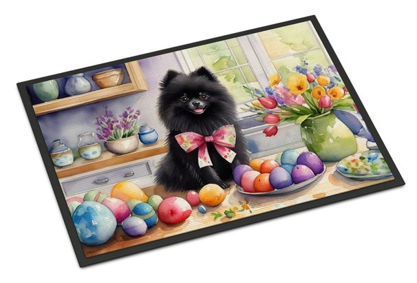 Decorating Easter Pomeranian Doormat Front Door Mat Indoor Outdoor Rugs For Entryway, Non Slip Washable Low Pile, 24H X 36W_maomaolike.com
